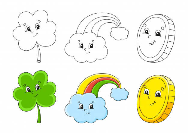 Coloriage Fête Saint Patrick Shamrock Trèfle Arc Ciel Magique Pièce Or Copie - Saint Patrick à imprimer